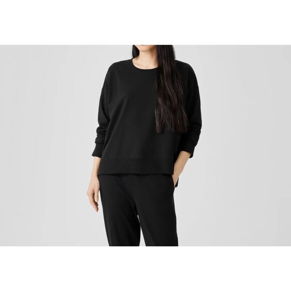 Eileen Fisher $168 Pima Cotton Stretch Jersey Box-Top sweatshirt XS NEW - Picture 2 of 8